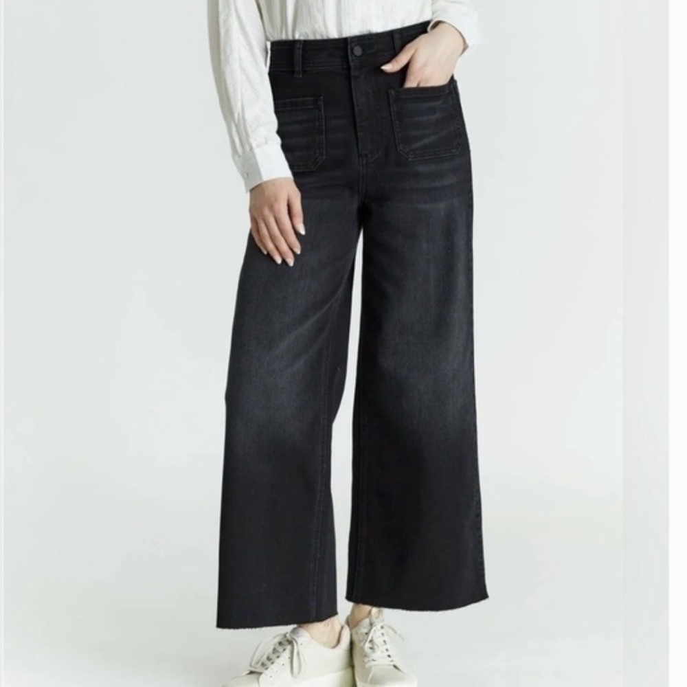 Oat New York Women's Black High Waist Wide Leg Jeans Size 8/29 Minimalist Scandi